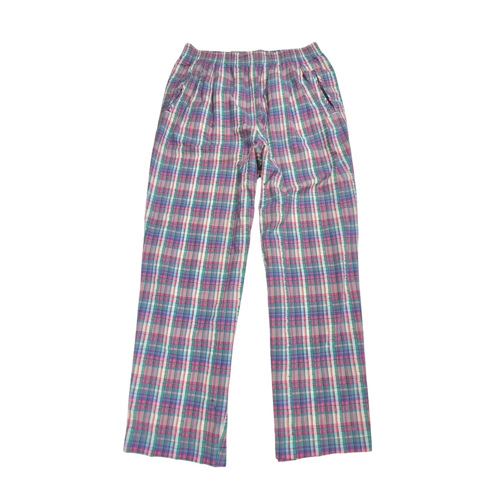 Napa Valley Vintage 90s Plaid Seersucker Pants Large Grannycore Cottagecore